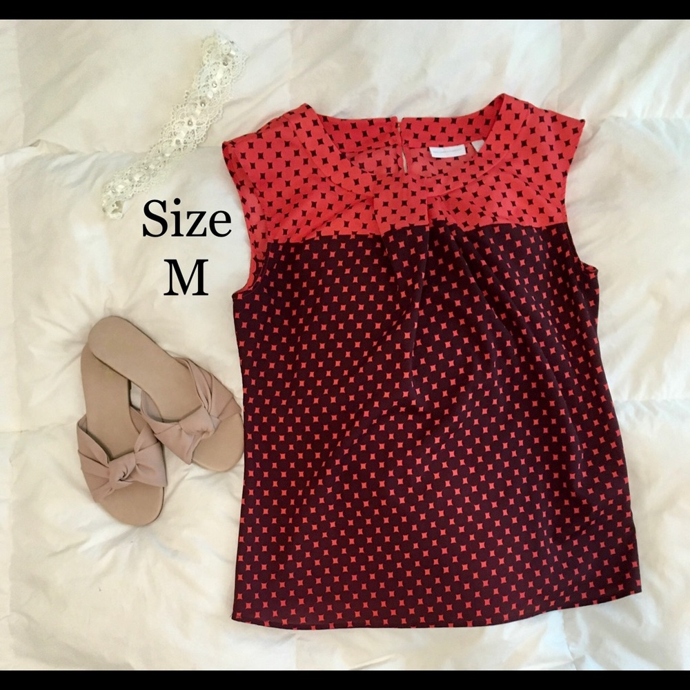 New York & Company Red & Purple Sleeveless Blouse
